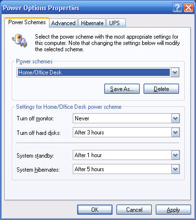 Windows Power Schemes